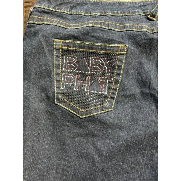 Baby Phat Jeans Womens 24 Vintage High Rise Capri Denim Bling Pockets Cat Y2K - Picture 5 of 12